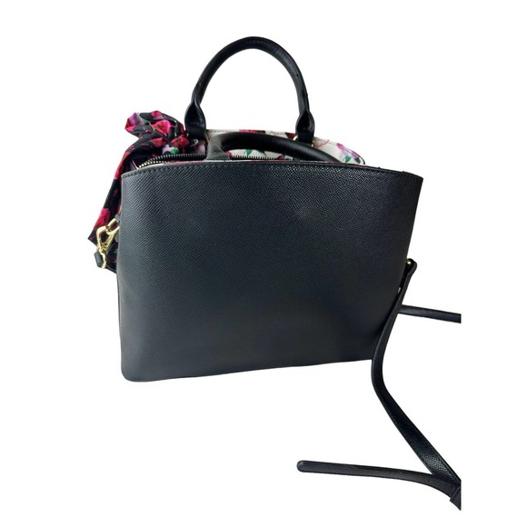 Betsey Johnson Gigi Triple Compartment Satchel W/ Scarf Black Purse Shoulder Bag - Picture 3 of 13